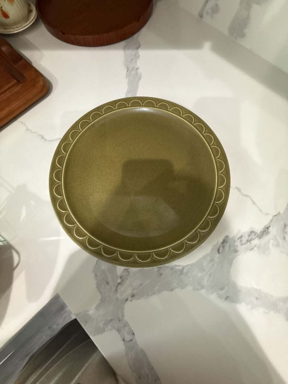 Vintage Sheffield Granada Avocado Green Stoneware 12-Inch Serving Platter